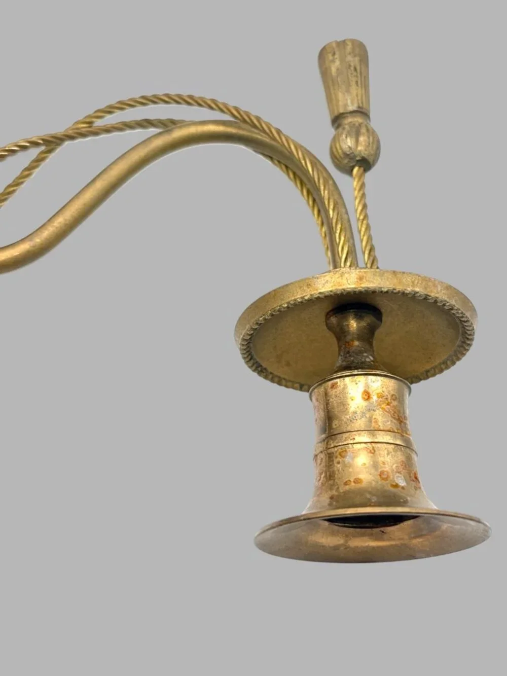 Vintage Brass Wall Sconce Candle Holder Pair Tassel Hollywood Regency